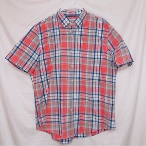 Men's Croft & Borrow Multicolor Plaid Short Sleeve East Care Button Up Shirt XL